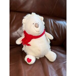 Pier 1 Imports Cream White Plush Hedgehog Stuffed Animal Red Scarf Heart Detail